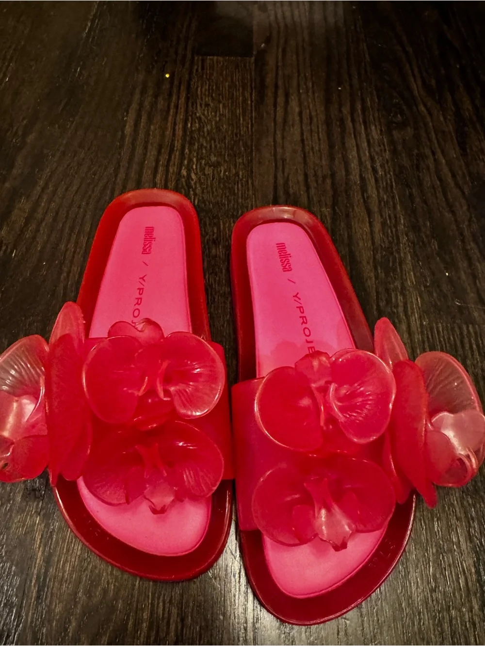 Y/Project x Melissa Floral Jelly Slide sandals in red PVC Size 7